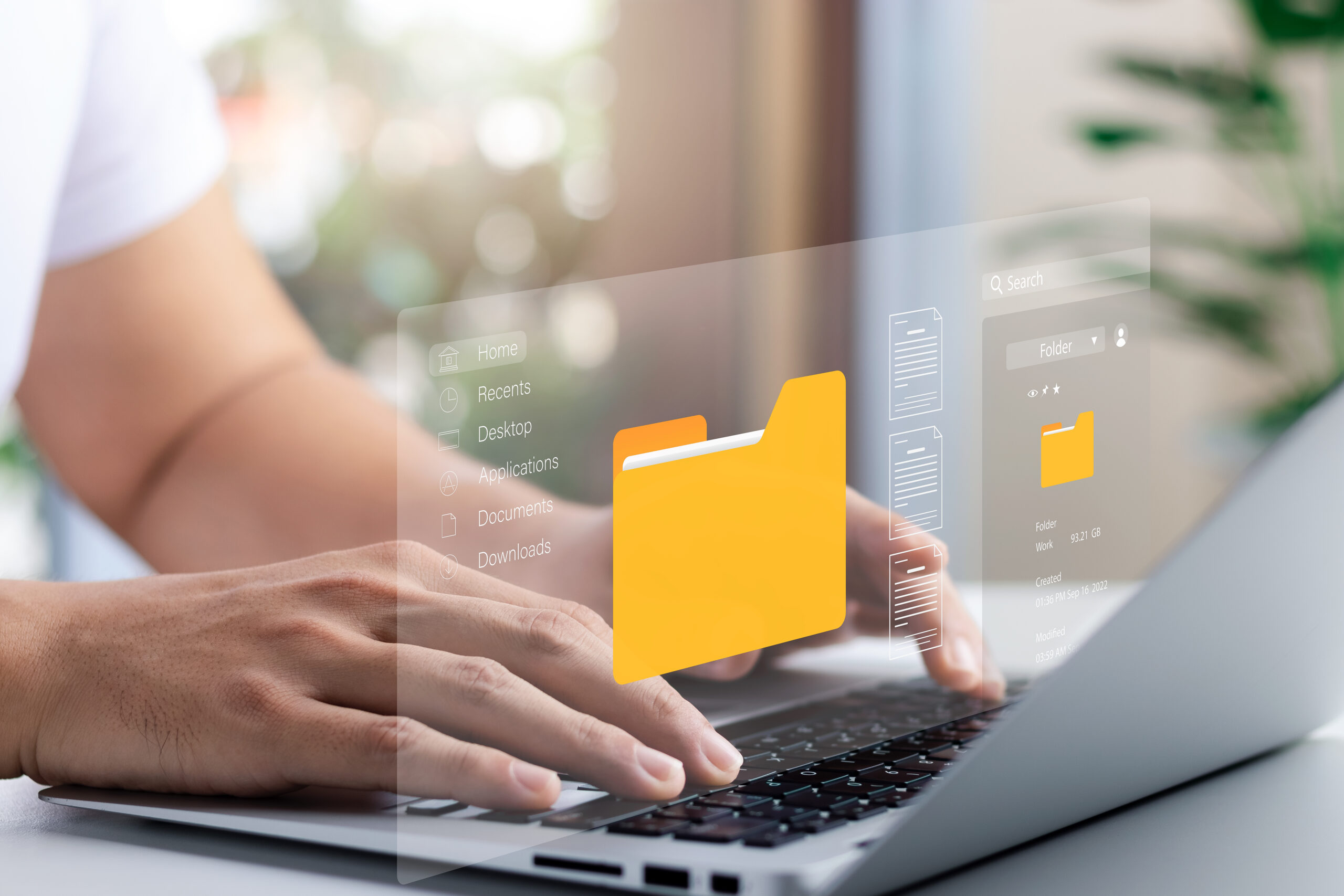 Document management system concept, virtual screen icon. Document Storage System DMS Online database, software for efficient management of company files and data.